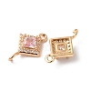Brass Micro Pave Clear Cubic Zirconia Rhombus Links Connector Charms KK-C062-004G-2