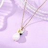 Electroplate Shell Pearl Flower Teardrop Pendant 304 Stainless Steel Cable Chain Necklaces for Women NJEW-JN06193-1