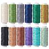 12Rolls 12 Colors Waxed Polyester Cord YC-SZ0001-03B-1