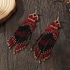 Handmade Bohemian Glass Seed Beads Long Dress Tassel Dangle Earrings MO3708-2-3