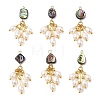 Natural Abalone Shell & Natural Freshwater Pearl Tassel Pendants PALLOY-JF06030-1