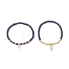 2Pcs Natural Lapis Lazuli Beads Stretch Bracelets BJEW-JB13415-02-2