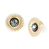 Paua Shell & Brass Stud Earrings for Women EJEW-JE07473-01-3