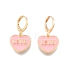 Heart with Word Love Enamel Dangle Leverback Earrings EJEW-N012-108B-2