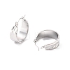 304 Stainless Steel Leaf Thick Hoop Earrings for Women EJEW-P198-02P-2