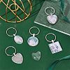 Unicraftale 1 Set Heart & Flat Round & Oval & Square Alloy Keychains KEYC-UN0001-11-3