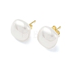 Brass & ABS Plastic Imitation Pearl Stud Earrings for Women PL-CBA760A-03A-G02-4