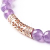 Natural Amethyst Round Beads Stretch Bracelets Set BJEW-JB06980-02-10