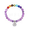 8MM Dyed Purple Natural Crackle Agate Round Beaded Stretch Bracelets NN0284-16-1