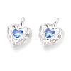 925 Sterling Silver Pave Cornflower Blue Cubic Zirconia Heart Pendants STER-N016-119S-3