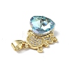 Real 18K Gold Plated Rack Plating Brass Micro Pave Clear Cubic Zirconia Pendants KK-C015-23G-07-2