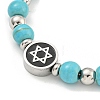 304 Stainless Steel & Synthetic Turquoise Round Beaded Bracelets for Women BJEW-G717-10-3