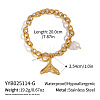 304 Stainless Steel Ocean Holiday Fish Tail Charm Bracelets with Natural Freshwater Pearl and OT Clasps TD7743-1-2