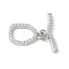 Brass Pave Clear Cubic Zirconia Toggle Clasps KK-U052-09P-1