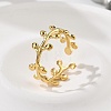 Leaf 304 Stainless Steel Open Cuff Rings RJEW-R014-02G-04-1