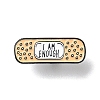 Black Zinc Alloy Band-Aid I an Enough Word Enamel Pins JEWB-L018-02EB-01-1