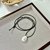 Alloy Teardrop Pendant Adjustable Black Waxed Cord Necklaces WGBB1F9-02-1
