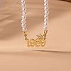 Alloy Crown Birth Year Pendant Imitation Pearl Round White Beaded Necklaces for Women FS-WG173C9-29-1