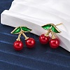 Cherry Brass ABS Plastic Pearl Stud Earrings EJEW-U062-04B-02G-3