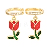Valentine's Day Brass Clear Cubic Zirconia Cuff Earrings EJEW-Z164-09G-01-4