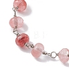 Rondelle Cherry Quartz Glass Links Bracelets & Necklaces Sets SJEW-JS01295-01-5