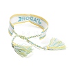 Word J'ADORE Polycotton(Polyester Cotton) Braided Bracelet with Tassel Charm BJEW-F429-01-3