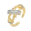 Brass Micro Pave Cubic Zirconia Open Cuff Ring for Women RJEW-F177-03GP-13-2