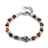 Natural Tiger Eye & Synthetic Magnetic Hematite Anchor Beaded Bracelet BJEW-P339-01P-04-1