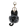 Cute Cat PU Leather & Imitate Rex Rabbit Fur Ball Keychain KEYC-C005-01F-2