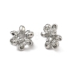 Flower Brass Clear Cubic Zirconia European Beads KK-D228-28P-1