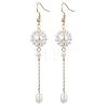 Shell Pearl with Brass Dangle Earrings for Women EJEW-TA00558-1