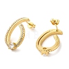 Brass Micro Pave Clear Cubic Zirconia Stud Earrings for Women EJEW-A040-07G-2