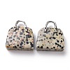 Natural Dalmatian Jasper Brass Pendants KK-E274-01P-015-2