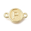 Brass Disc with Initial Links Connector Charms KK-E802-36G-P-1