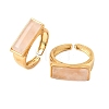Brass with Natural Quartz Crystal Cuff Open Rings for Women GG-CBA0B5A-04G-07-4