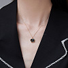 304 Stainless Steel & Dyed Natural Shell Black White Double Sided Elephant Pendant Cable Chain Necklaces for Women WGC210C-01-3
