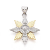 Brass Micro Pave Clear Cubic Zirconia Pendants KK-T080-14B-GP-1