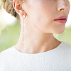 1 Pairs ABS Plastic Imitation Pearl Beaded Tassel Dangle Stud Earrings EJEW-AN0001-52-5