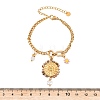 Flat Round & Flower 304 Stainless Steel & Enamel Charm Bracelets BJEW-P375-02G-5