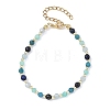 Natural Amazonite & Dyed Lapis Lazuli & Dyed White Jade & Apatite Faceted Round Beaded Bracelets BJEW-JB14142-3