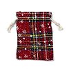 Christmas Theme Rectangle Jute Bags with Jute Cord ABAG-E006-01C-2