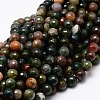 Natural Indian Agate Faceted Round Beads Strands G-E320G-10mm-01-1