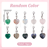 16Pcs Heart Natural & Synthetic Gemstone Pendant HJEW-BM0001-56-2