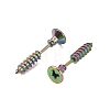 304 Stainless Steel Screw Shape Front Back Stud Earrings STAS-WH0061-23M-2