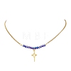 Electroplate Glass Faceted Rondelle Beaded Alloy Pendant 304 Stainless Steel Curb Chain Necklaces for Women NJEW-JN05764-01-2