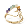 Natural Mixed Gemstone Braided Beaded Heart Open Cuff Ring RJEW-JR00549-7