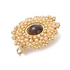 Natural Tiger Eye & Glass Beaded Pendants PALLOY-MZ01353-01-2