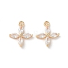 Real 18K Gold Plated Brass Cubic Zirconia Charms KK-R037-157G-1