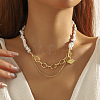 Natural Howlite Chip Beaded Necklaces with Alloy Lip Charms WGDF26A-09-2