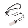 Natural Rose Quartz Bullet Pendant Necklace with Waxed Cords for Women NJEW-M196-02H-2